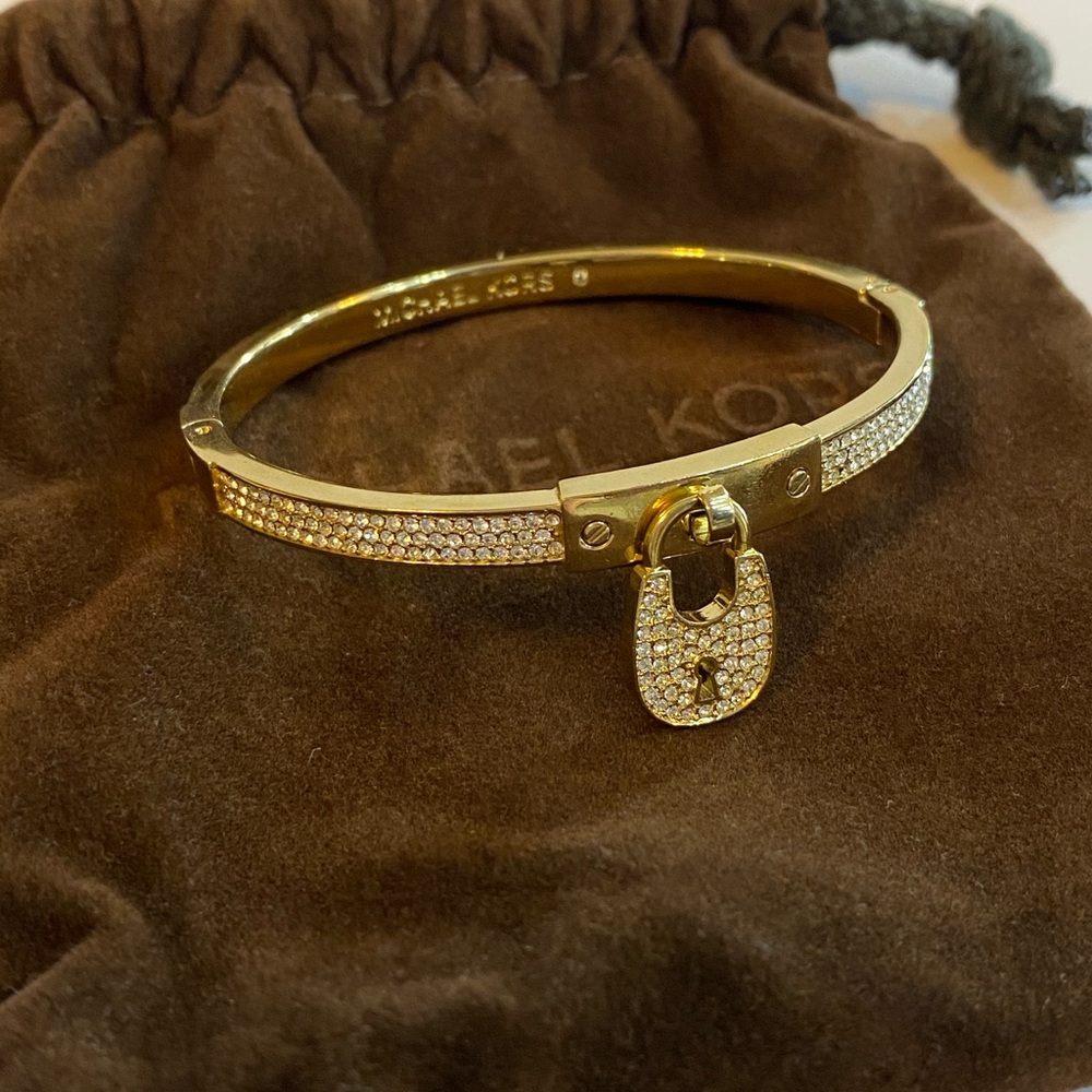 Michael Kors Gold and Crystal Locket Bracelet - Picture 8 of 8
